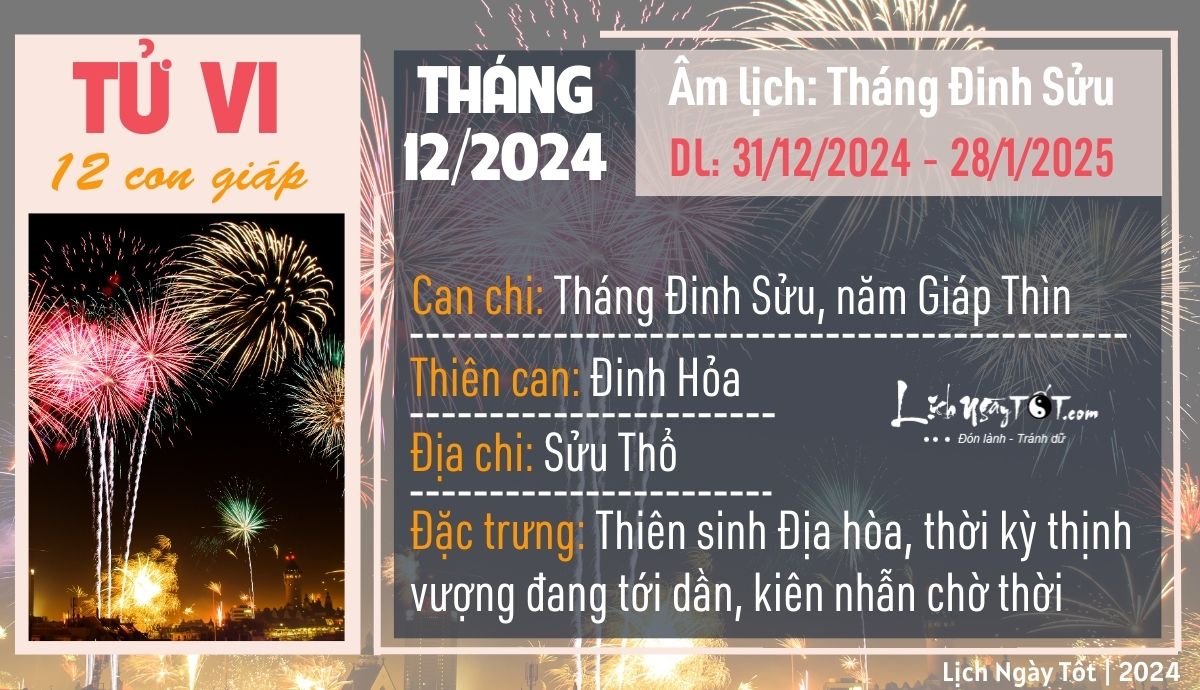 Tong quan tu vi thang 12/2024 am lich cua 12 con giap