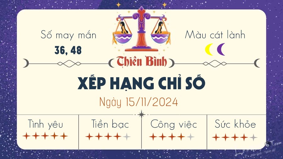 Tu vi hang ngay 15/11/2024 cua 12 cung hoang dao - Thien Binh