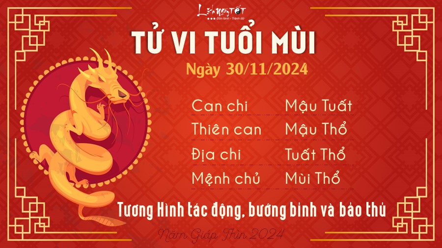 Tu vi hang ngay 30/11/2024 - Mui