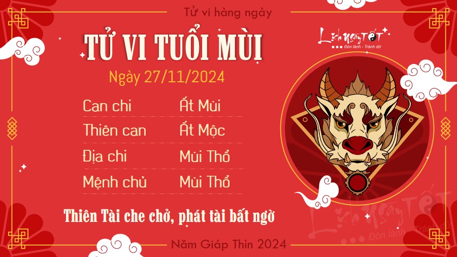 Tu vi hang ngay 27/11/2024 - Mui