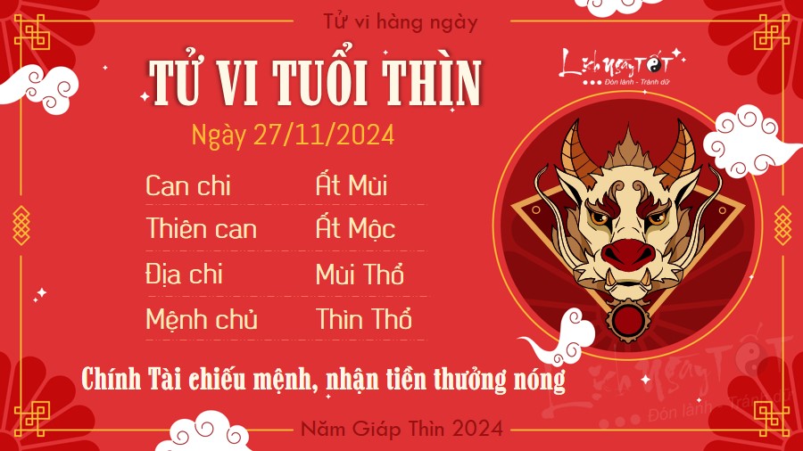 Tu vi hang ngay 27/11/2024 - Thin