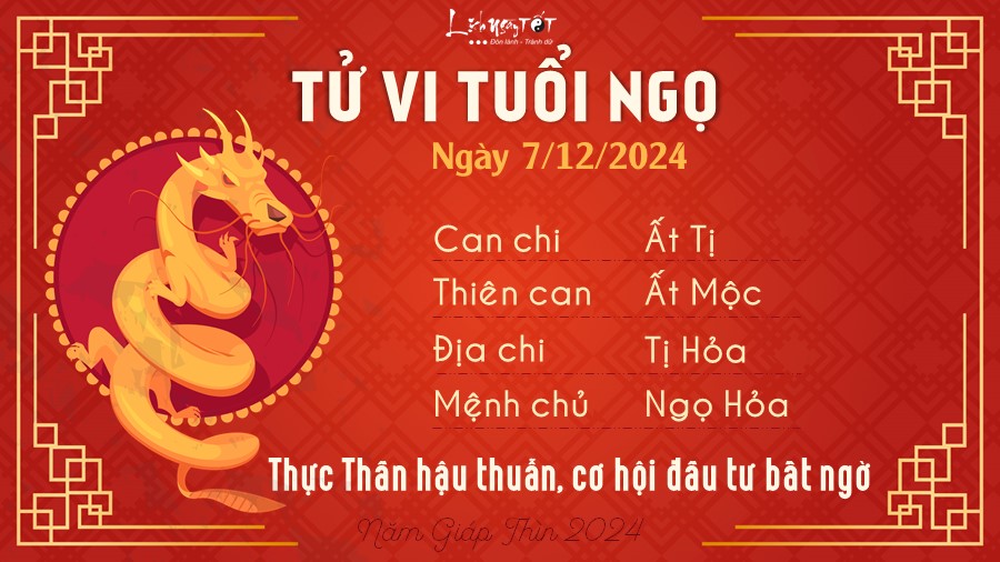 Tu vi hang ngay 7/12/2024 - Ngo