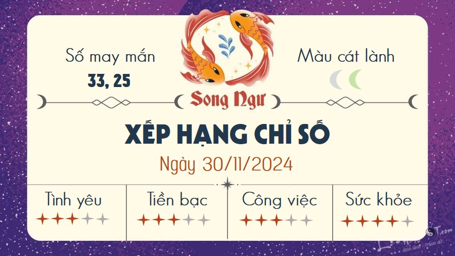 Tu vi hang ngay 30/11/2024 - Song Ngu