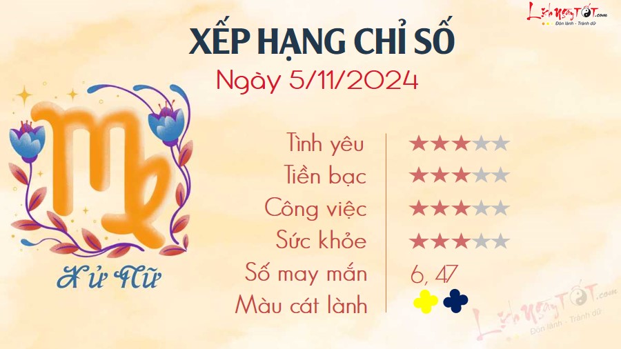 6 Tu vi hang ngay 5-11-2024 - Xu Nu