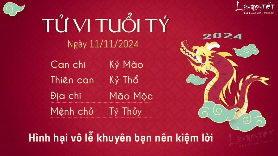 Tu vi hang ngay 11/11/2024 cua 12 con giap - ty