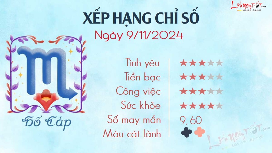 Tu vi hang ngay 9/11/2024 - Ho Cap