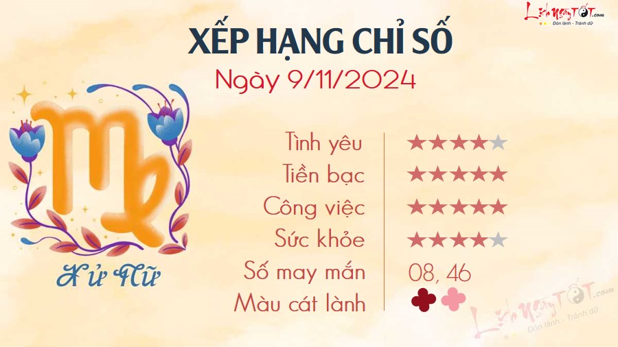 Tu vi hang ngay 9/11/2024 - Xu Nu