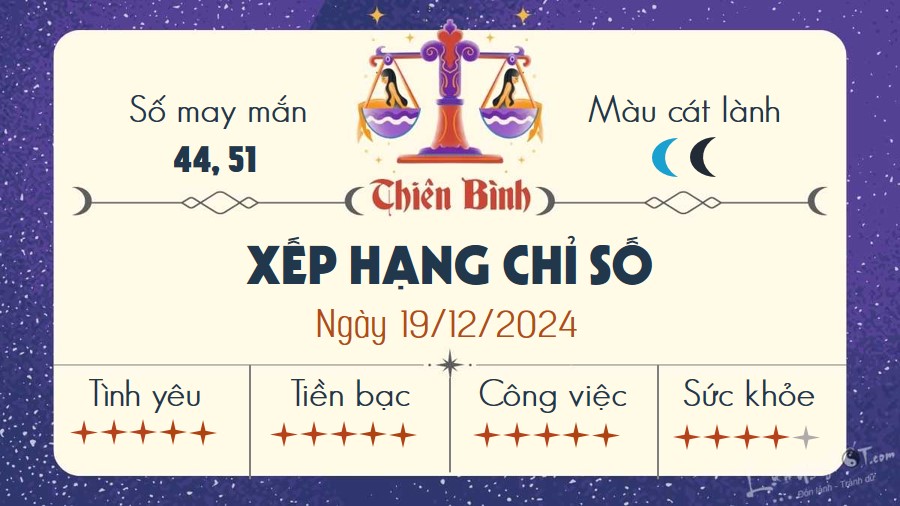 Tu vi hang ngay 19/12/2024 - Thien Binh