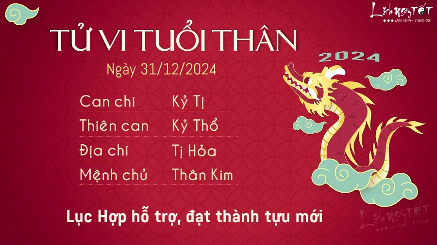 Tu vi hang ngay 31/12/2024 - Than