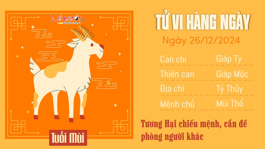 Tu vi hang ngay 26/12/2024 - Mui