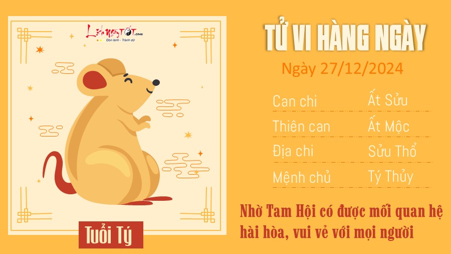 Tu vi hang ngay 27/12/2024 cua 12 con giap - Ty