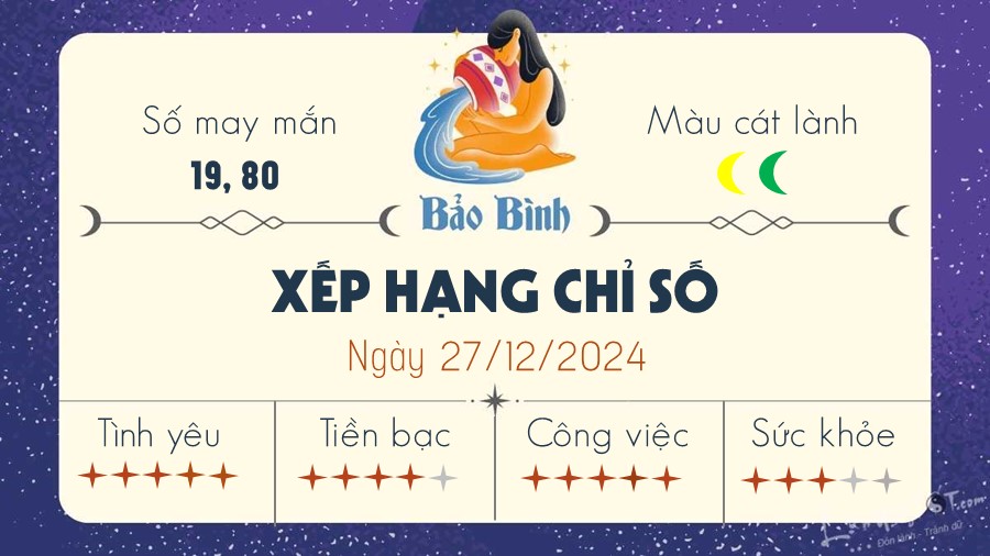 Tu vi ngay 27/12/2024 cua 12 cung hoang dao - Bao Binh