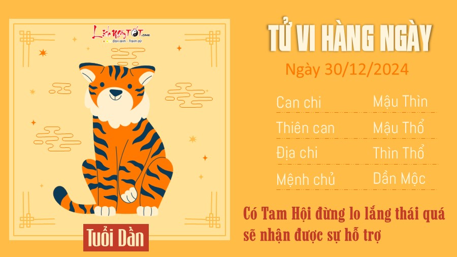 Tu vi hang ngay 30/12/2024 cua 12 con giap - Dan