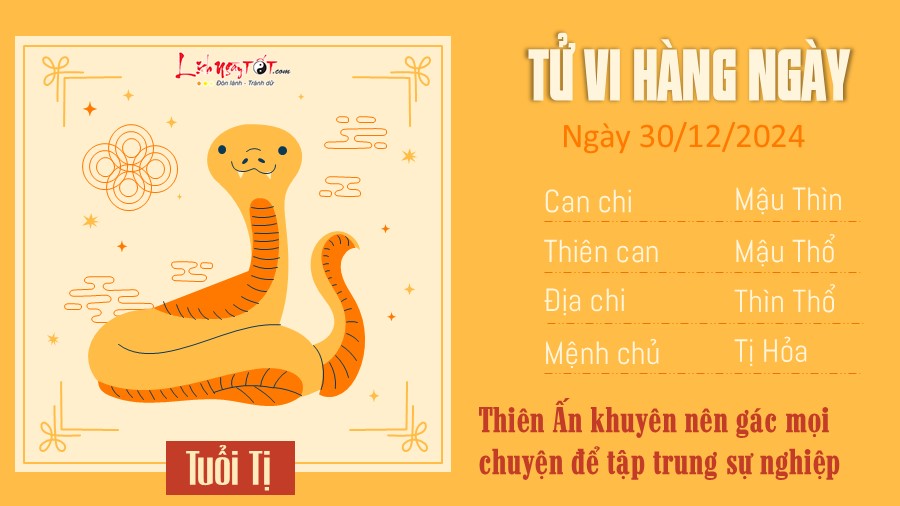 Tu vi hang ngay 30/12/2024 cua 12 con giap - Ti