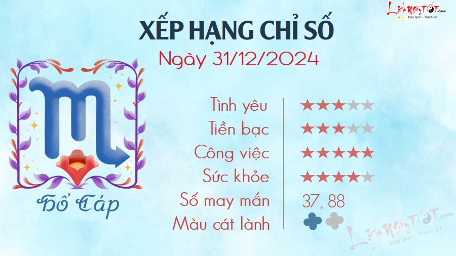 8 Tu vi hang ngay 31-12-2024 -Ho Cap