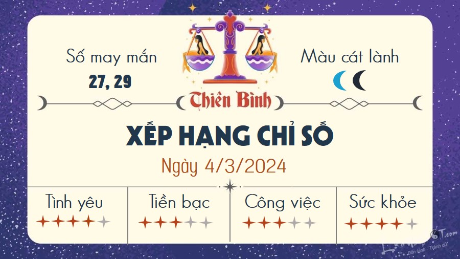 Tu vi hang ngay 4/3/2024 - Thien Binh