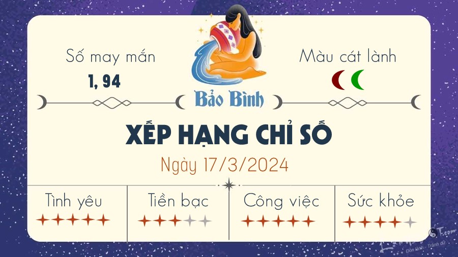 Tu vi hang ngay 17/3/2024 - Bao Binh