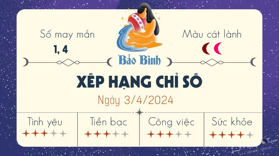 Tu vi hang ngay 3/4/2024 - Bao Binh