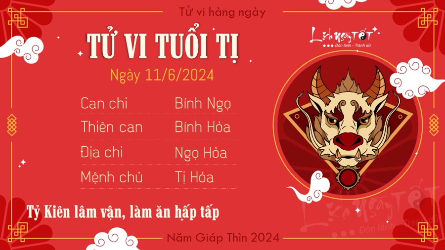 Tu vi hang ngay 11/6/2024 tuoi Ti