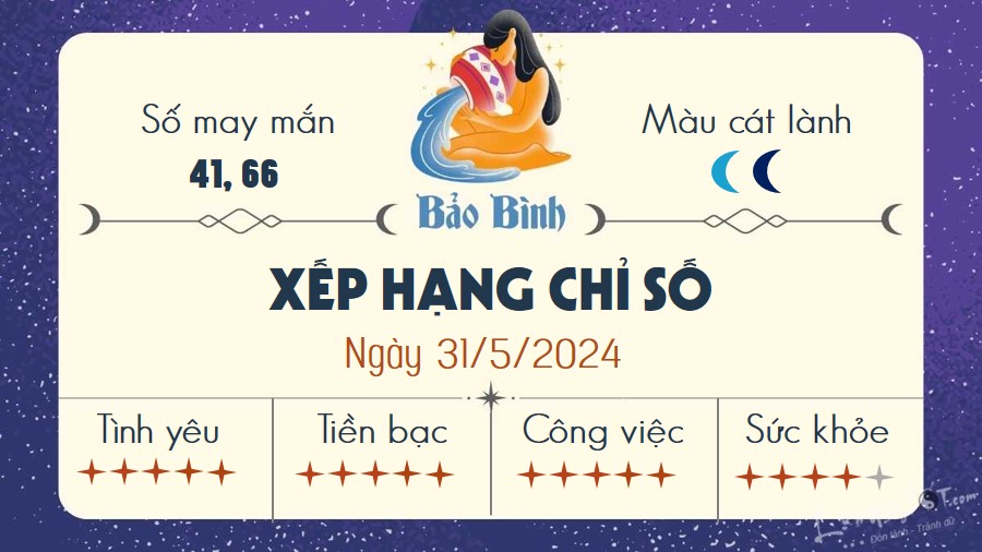 Tu vi hang ngay 31/5/2024 - Bao Binh