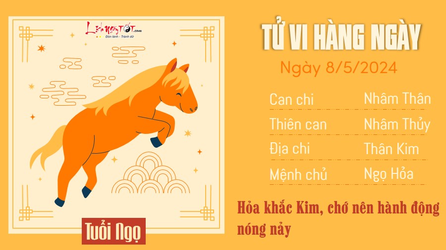 Tu vi hang ngay 8/5/2024 - Ngo