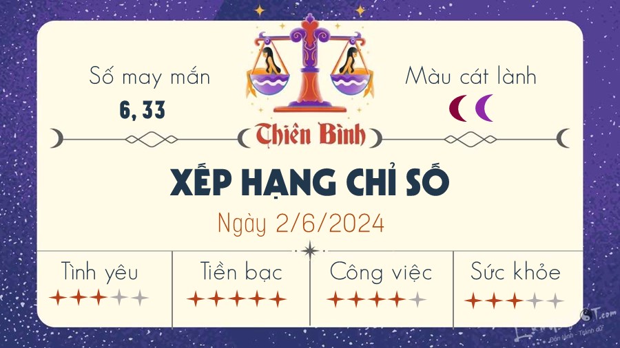 Tu vi hang ngay 2/6/2024 - Thien Binh