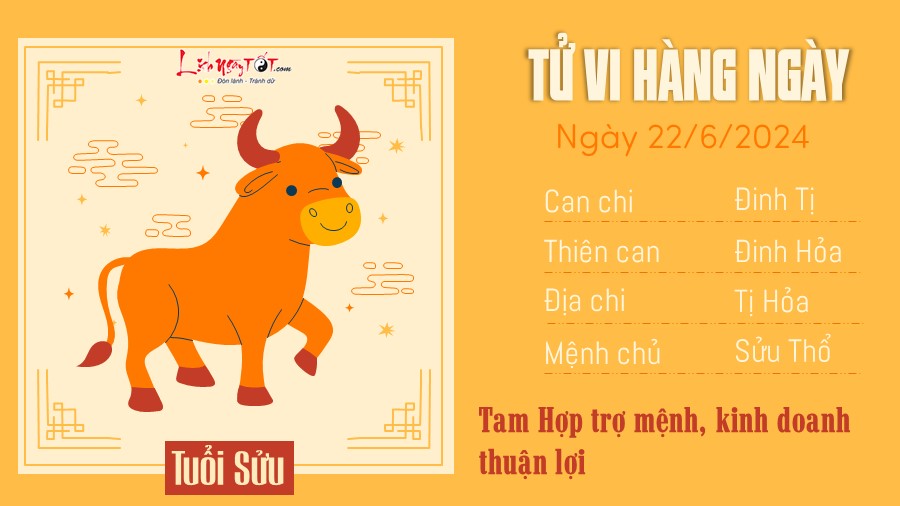 Tu vi hang ngay 22/6/2024 tuoi Suu