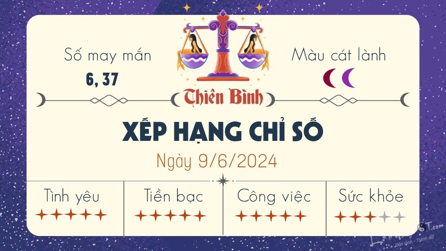 Tu vi hang ngay 9/6/2024 - Thien Binh