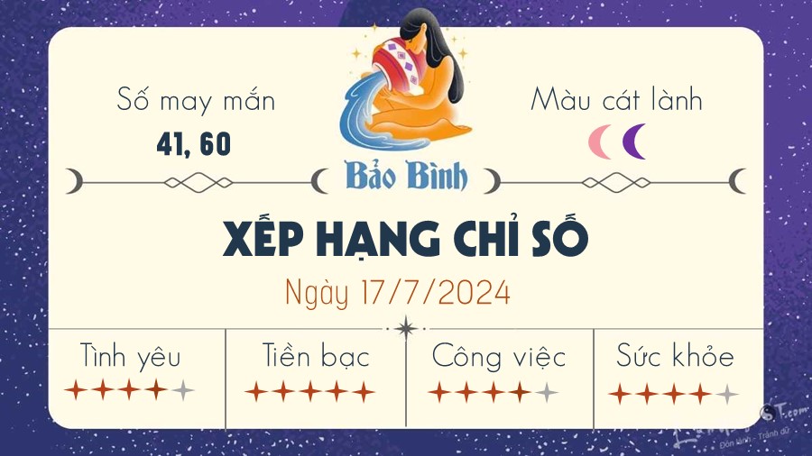 Tu vi ngay 17/7/2024 - Bao Binh