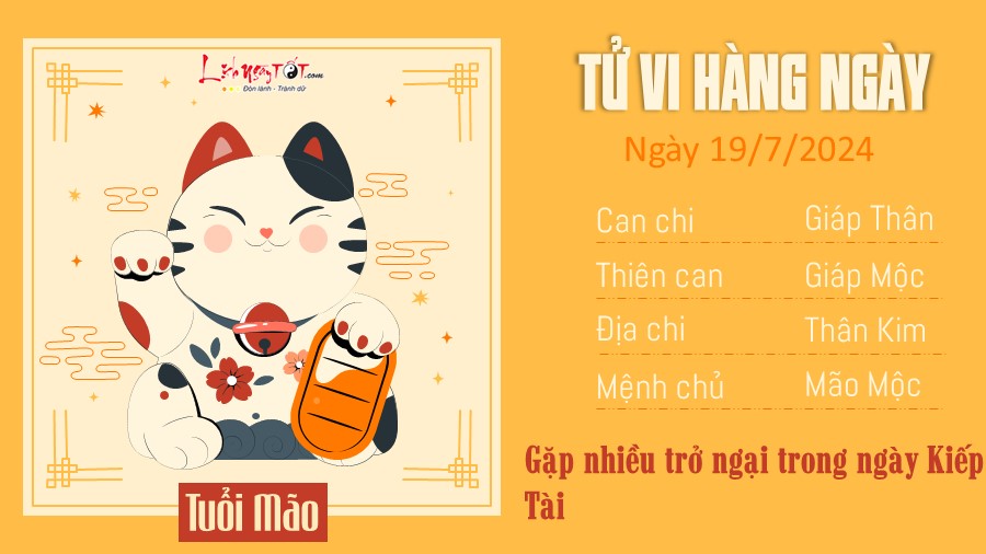 tu vi hang ngay 19/7/2024 - tuoi Mao