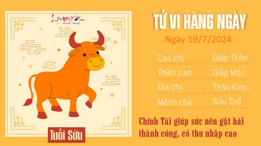 tu vi hang ngay 19/7/2024 - tuoi Suu