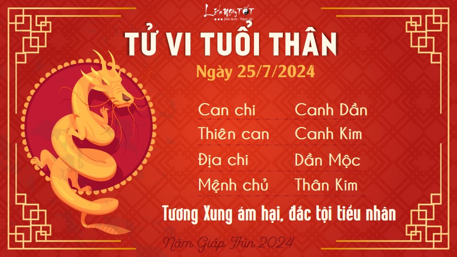 Tu vi hang ngay 25/7/2024 - Than