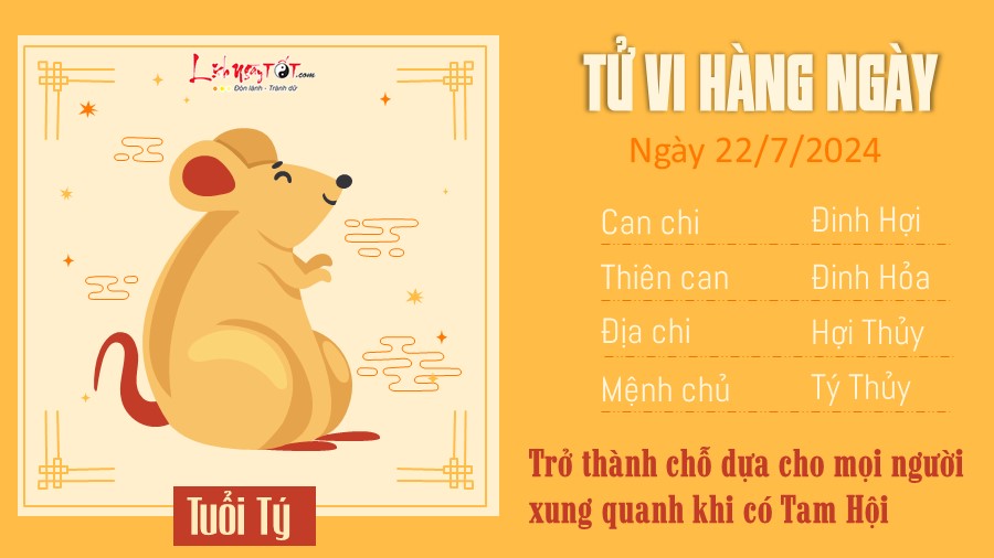 Tu vi hang ngay 22/7/2024 - tuoi Ty