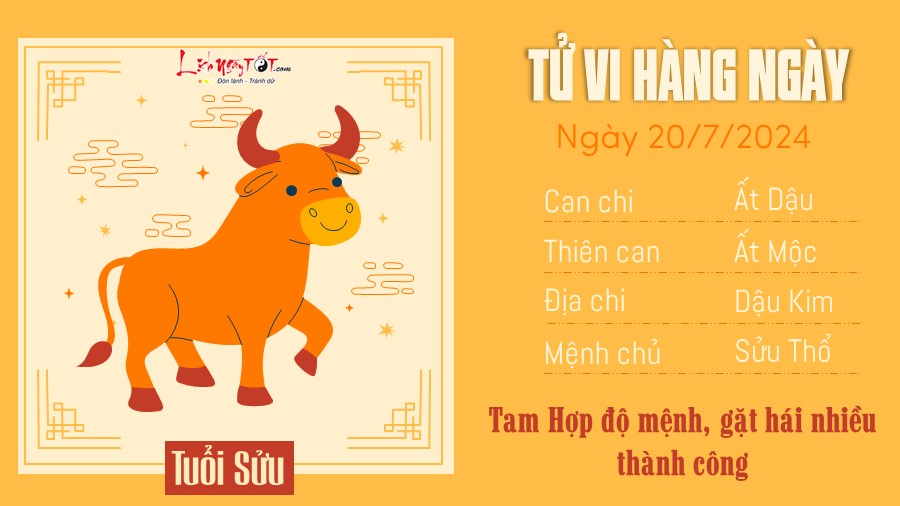 Tu vi hang ngay 20/7/2024 - Tuoi Suu