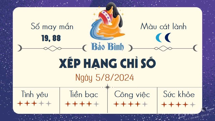 Tu vi hang ngay 5/8/2024 - Bao Binh