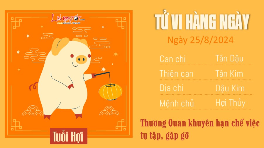 Tu vi hang ngay 25/8/2024 cua 12 con giap - tuoi Hoi