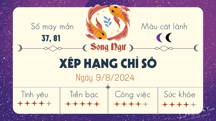 Tu vi ngay 9/8/2024 cua 12 cung hoang dao - Song Ngu