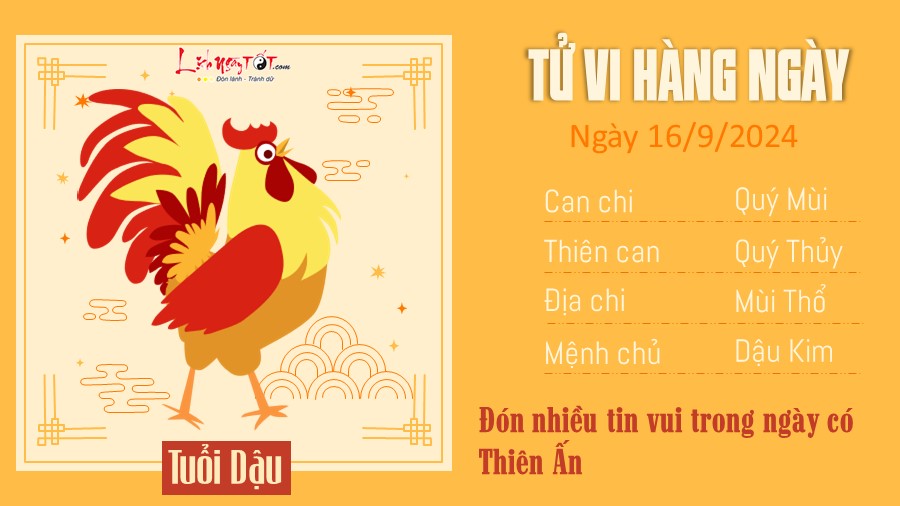 Tu vi hang ngay 16/9/2024 cua 12 con giap - tuoi Dau