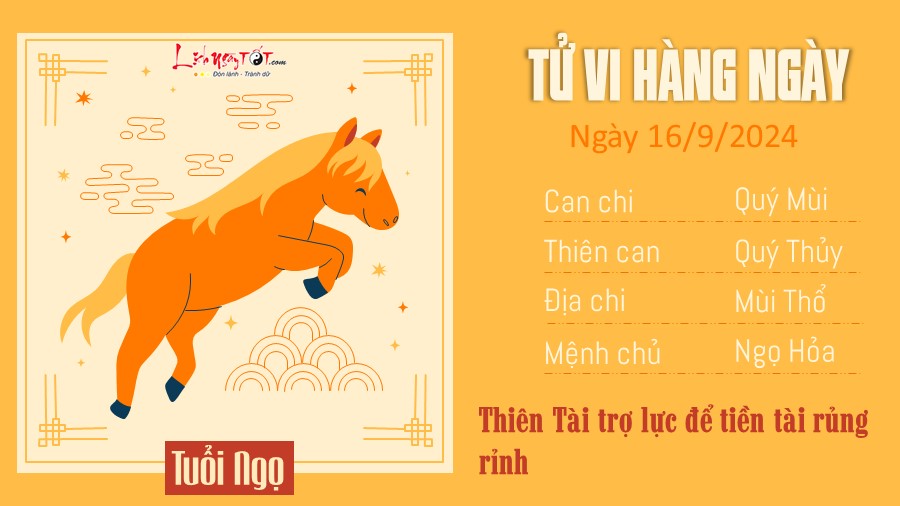 Tu vi hang ngay 16/9/2024 cua 12 con giap - tuoi Ngo