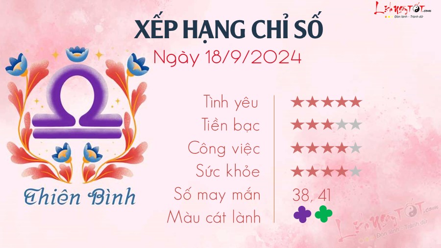 Tu vi hang ngay 18/9/2024 cua 12 cung hoang dao - Thien Binh