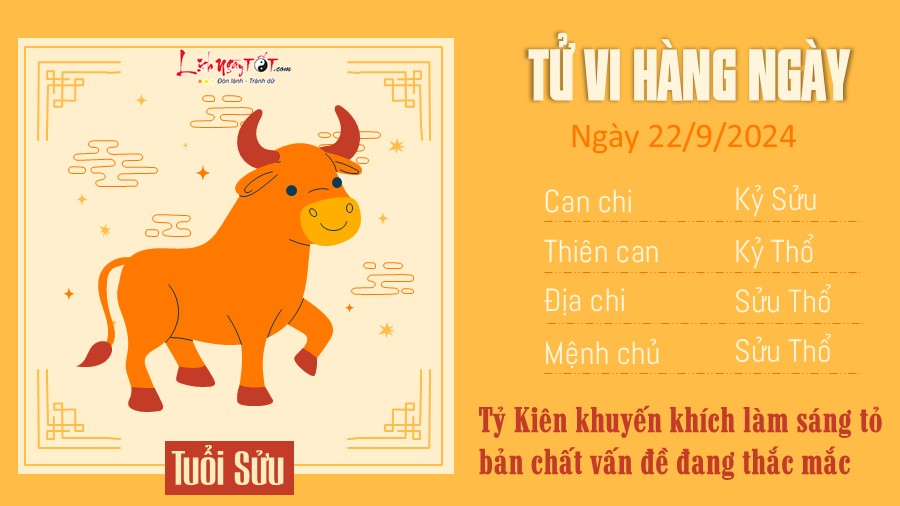 Tu vi hang ngay 22/9/2024 cua 12 con giap - Tuoi Suu