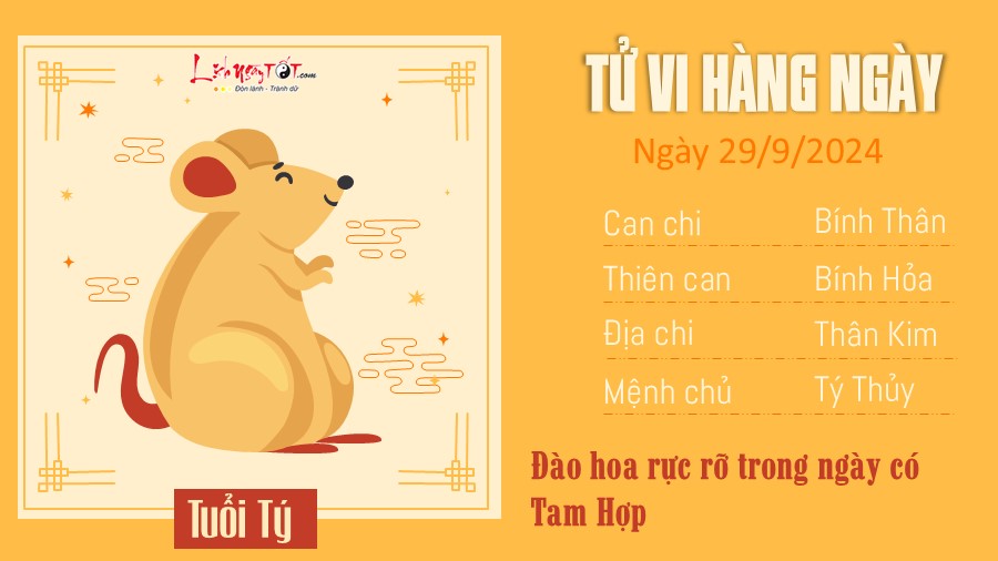 Tu vi hang ngay 29/9/2024 cua 12 con giap - tuoi Ty