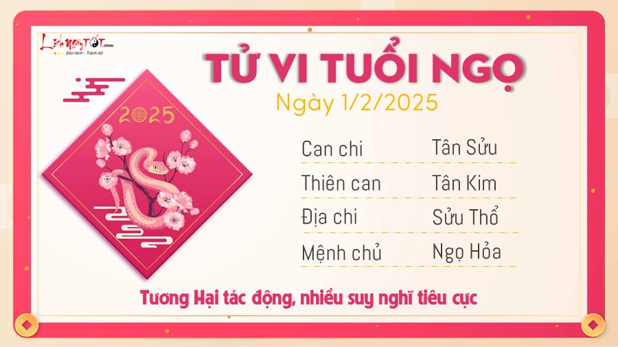 Tu vi hang ngay 1/2/2025 - Ngo