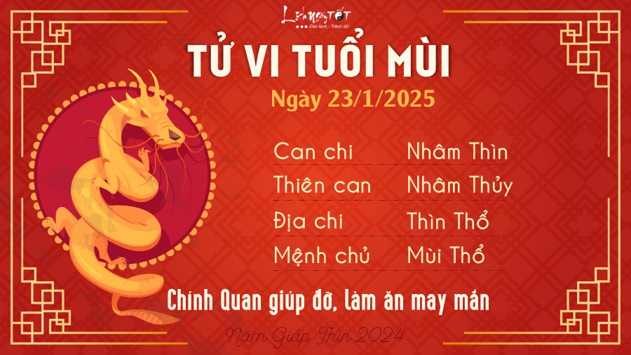 Tu vi hang ngay 23/1/2025 - Mui