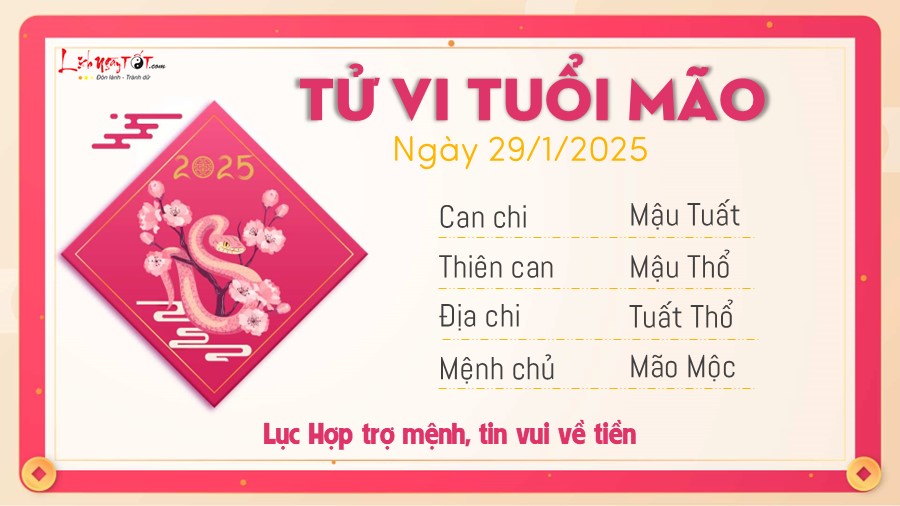 Tu vi hang ngay 29/1/2025 tuoi Mao