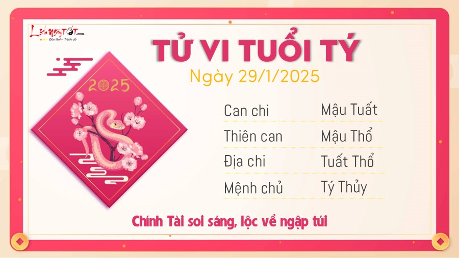 Tu vi hang ngay 29/1/2025 tuoi Ty