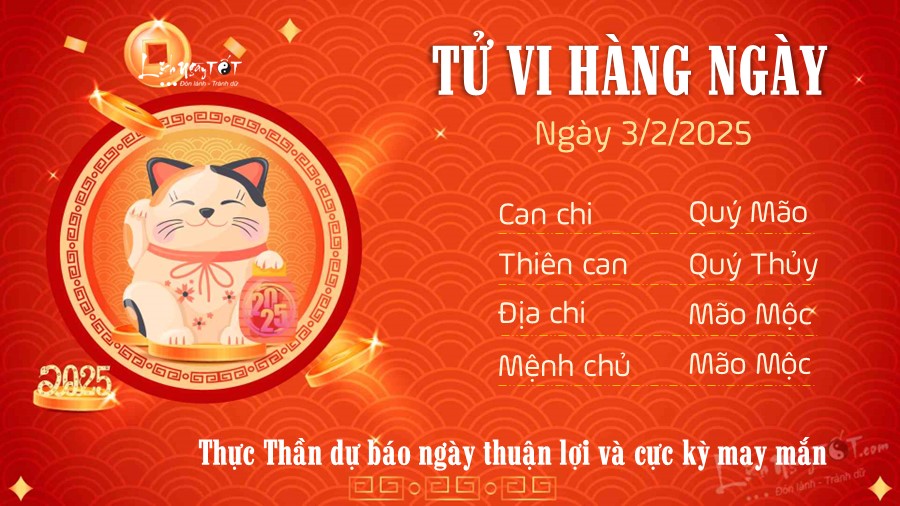 Tu vi hang ngay 3/2/2025 cua 12 con giap - Mao