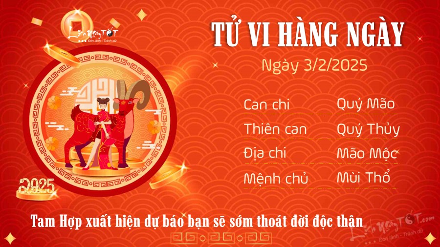 Tu vi hang ngay 3/2/2025 cua 12 con giap - Mui