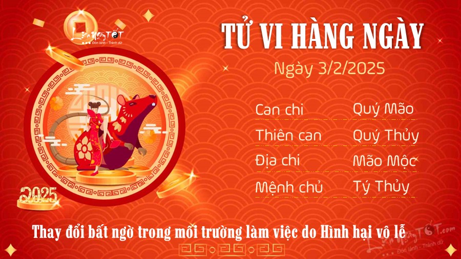 Tu vi hang ngay 3/2/2025 cua 12 con giap - Ty