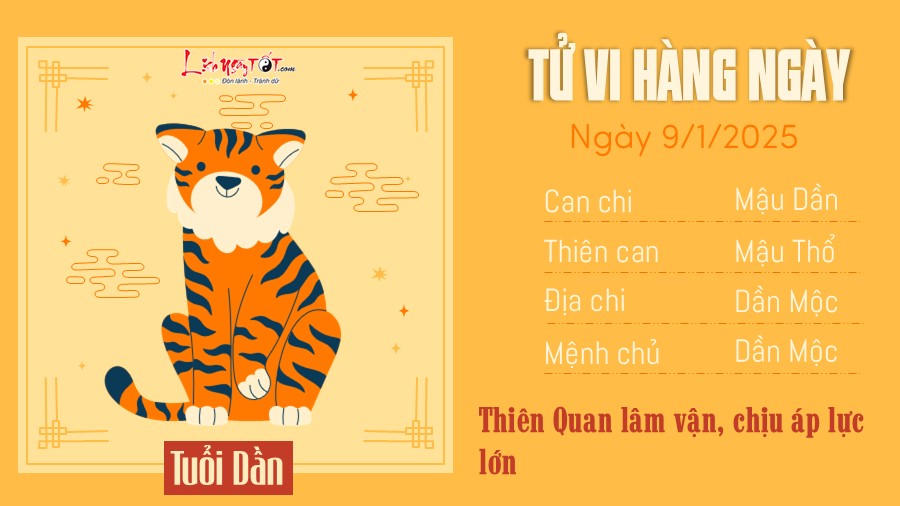 Tu vi hang ngay 9/1/2025 tuoi Dan